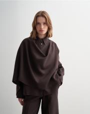 %100 keten şal detaylı gömlek kahverengi 4