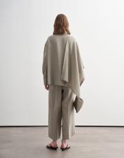 %100 keten şal detaylı gömlek yeşil bej 5