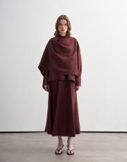 %100 keten şal detaylı gömlek bordo 2