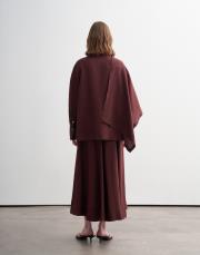 %100 keten şal detaylı gömlek bordo 4