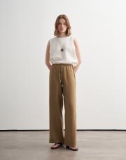 %100 keten pantolon açık camel