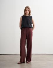 %100 keten pantolon bordo