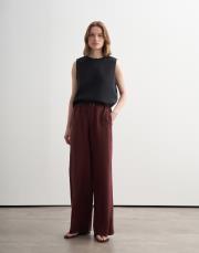 %100 keten pantolon bordo 2