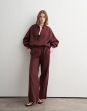 %100 keten pantolon bordo 4