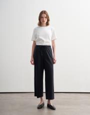 paçası geniş katlamalı koton pantolon koyu lacivert