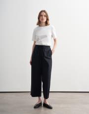 paçası geniş katlamalı koton pantolon koyu lacivert 2