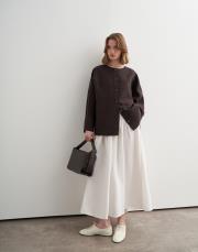 geniş kollu vegan keten ceket kahverengi 4