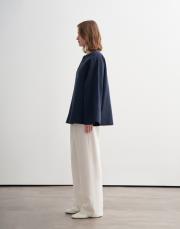 geniş kollu vegan keten ceket lacivert 3