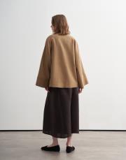 geniş kollu vegan keten ceket camel 3