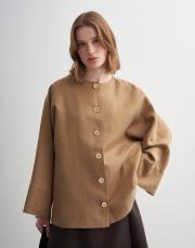 geniş kollu vegan keten ceket camel 4