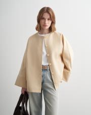 keten karışımlı geniş kollu ceket açık bej 2