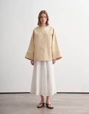 keten karışımlı geniş kollu ceket açık bej 3