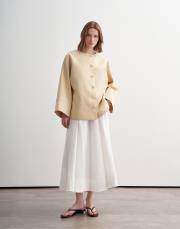 keten karışımlı geniş kollu ceket açık bej 4
