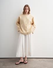 keten karışımlı geniş kollu ceket açık bej 5