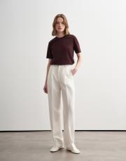 kenevir karışımlı straight fit pantolon ekru 2