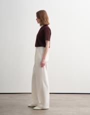 kenevir karışımlı straight fit pantolon ekru 3