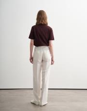 kenevir karışımlı straight fit pantolon ekru 4