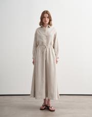 %100 keten pervaz detaylı etek natürel