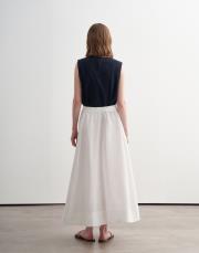 %100 keten pervaz detaylı etek ekru 3