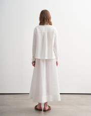 %100 keten pervaz detaylı etek ekru 5