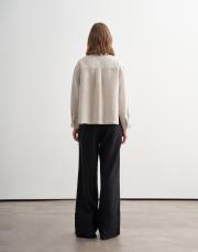 %100 keten kısa gömlek natürel 4