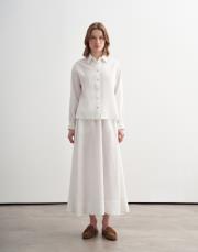 %100 keten kısa gömlek ekru