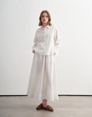 %100 keten kısa gömlek ekru 2