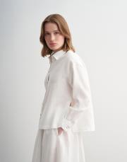 %100 keten kısa gömlek ekru 5