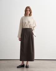 pileli ayarlanabilir çıtçıt detaylı etek haki