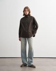 yüksek yaka çıtçıtlı gömlek ceket haki