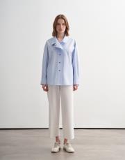 yüksek yaka çıtçıtlı gömlek ceket mavi 4