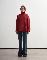 yüksek yaka çıtçıtlı gömlek ceket kırmızı