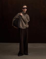 pileli dökümlü pantolon kahverengi