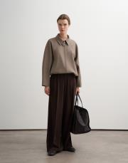 pileli dökümlü pantolon kahverengi 2