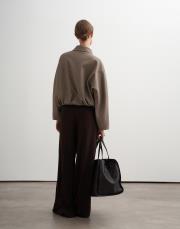 pileli dökümlü pantolon kahverengi 4