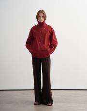 pileli dökümlü pantolon kahverengi 5