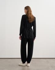 bağcık detaylı rayon bluz siyah 3