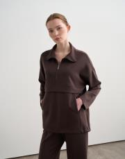 fermuarlı modal sweatshirt kahverengi 4