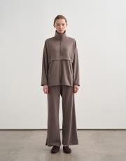 fermuarlı modal sweatshirt vizon
