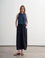%100 keten şalvar form pantolon lacivert 2