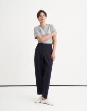 önden dikişli slouchy pantolon lacivert 2