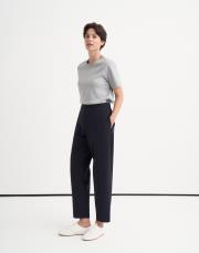 önden dikişli slouchy pantolon lacivert 3