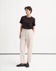 önden dikişli slouchy pantolon taş