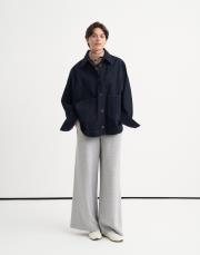 kontrast dikişli denim ceket lacivert