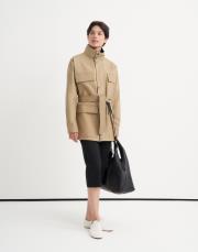 %100 koton cep detaylı parka camel