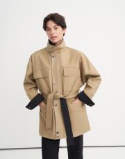 %100 koton cep detaylı parka camel 5