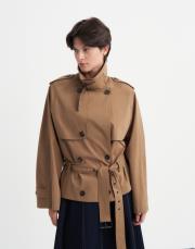 belden bağlamalı kruvaze trençkot camel 4