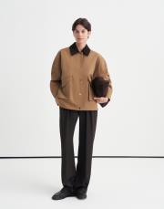 kadife yaka cep detaylı parka camel