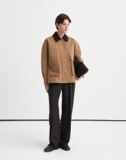 kadife yaka cep detaylı parka camel 2