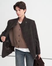 ekose yün blazer kahverengi 5